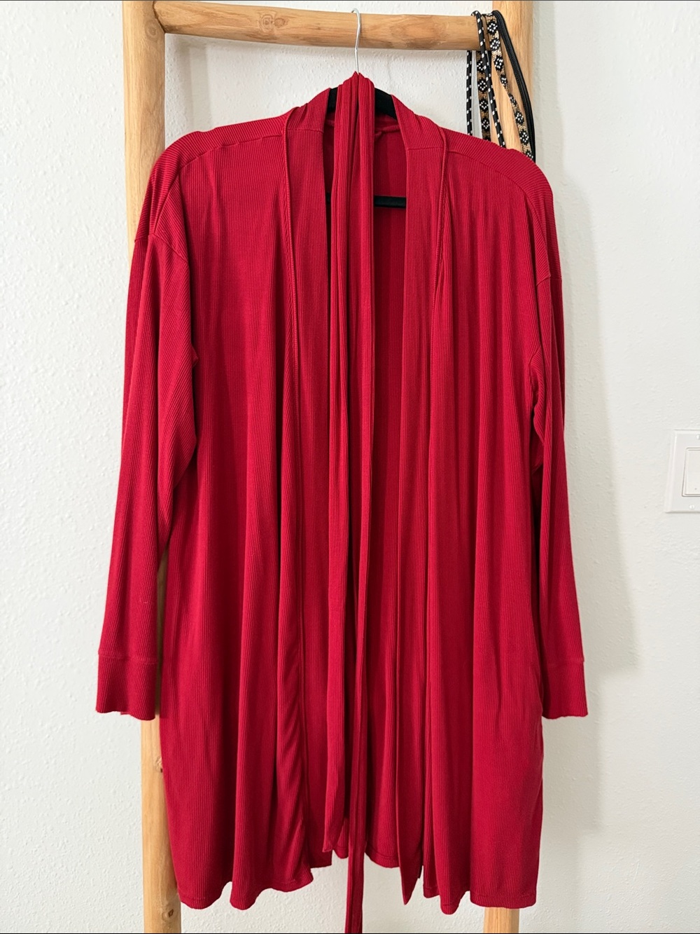SKIMS Red Open-Front Draped Robe with Tie